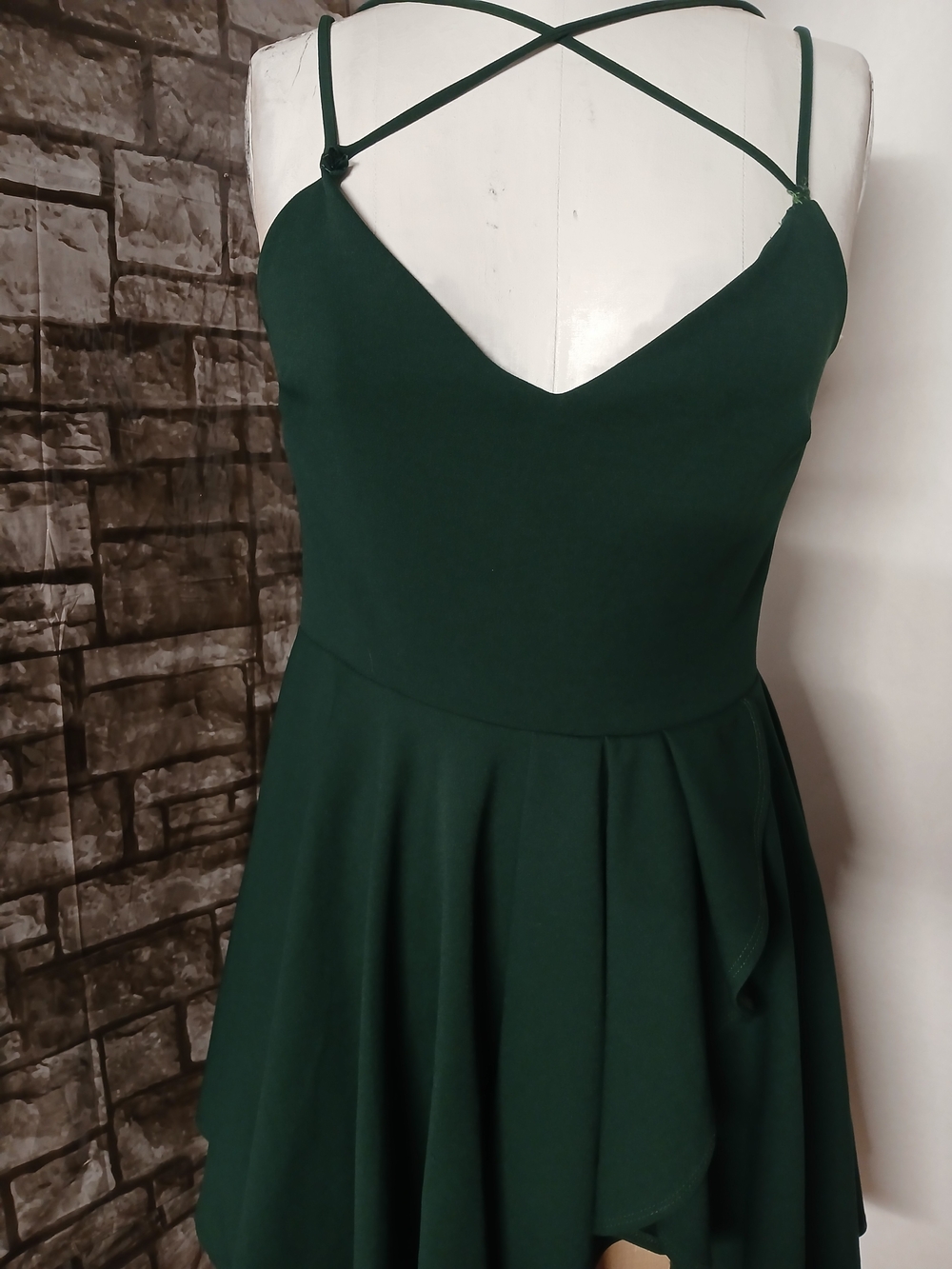 Windsor Dark Green Crisscross Strap Mini Dress
